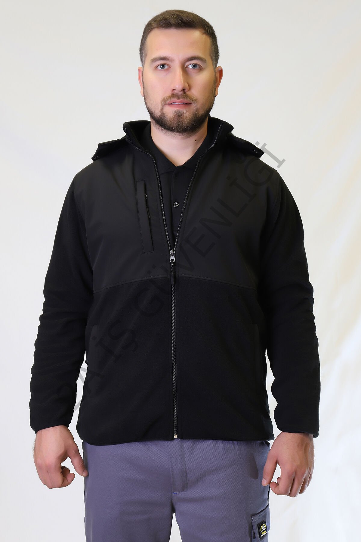 Twoa Workwear Rüzgara Dayanıklı Softshell Polar Mont Siyah - S