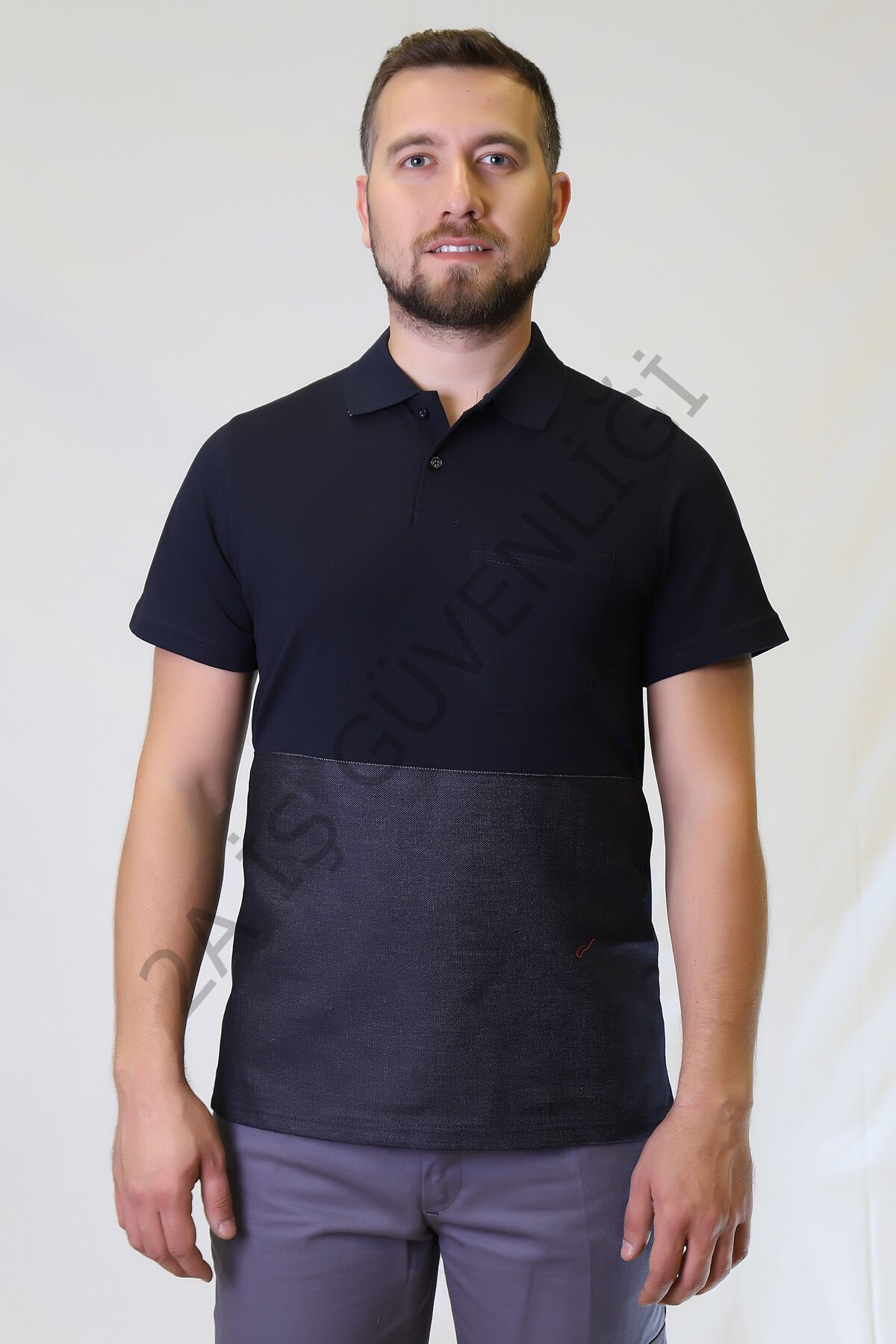 Twoa Workwear Kısa Kollu Lakost TW-1400 XL - SİYAH KOT DESTEKLİ