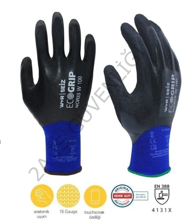 2A WR Ecogrip Noris W100 4/4 Tam Kaplı Köpük Nitril Eldiven