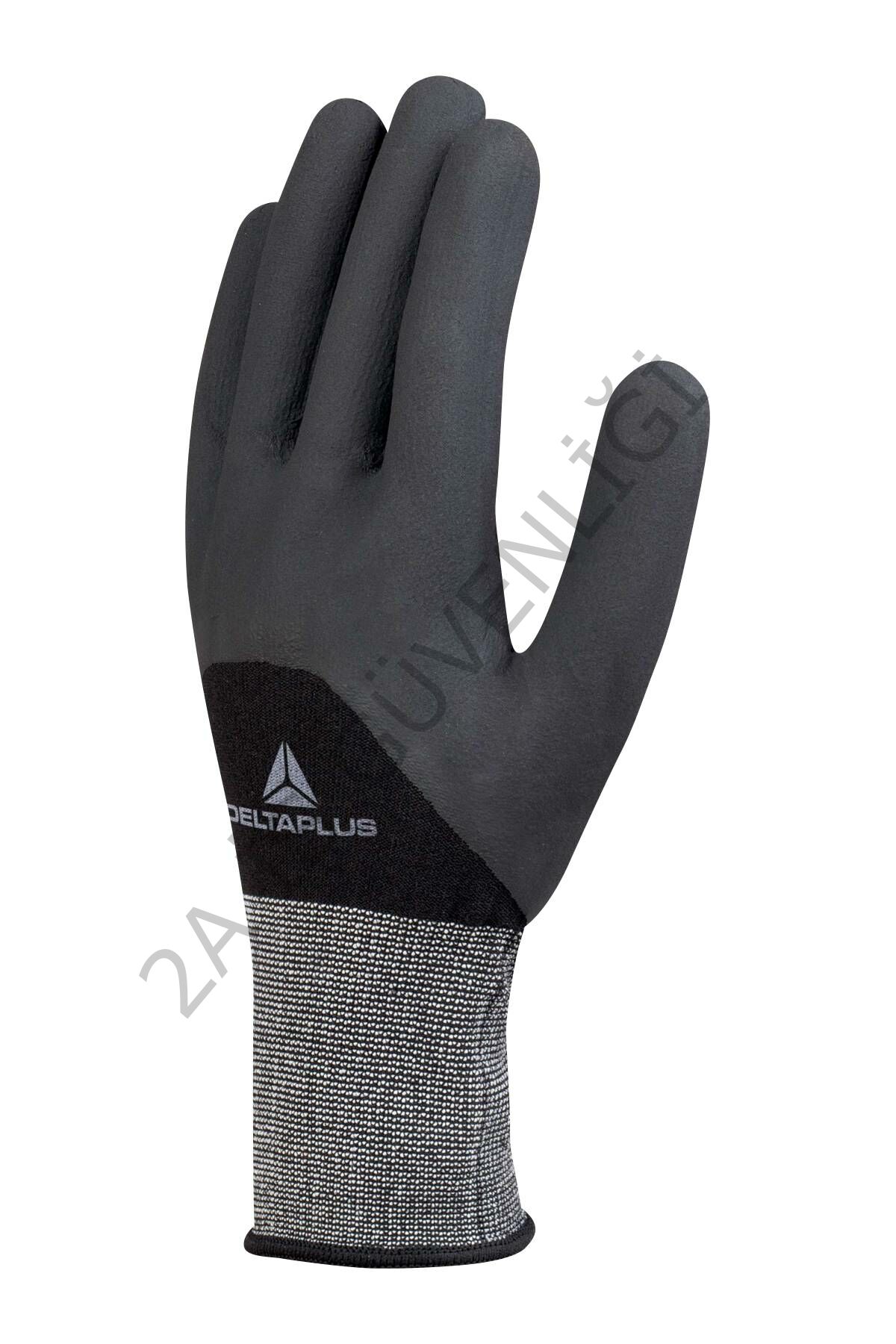 2A DELTA PLUS Ve725no 3/4 Kaplı Köpük Nitril Eldiven Siyah - 8