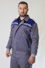 Twoa Workwear 7x7 Kışlık Mont Pantolon Takımı İçi Polarlı Kolları Kapitoneli (Mont + Pantolon) GRİYE SAKS MAVİ - 2XL