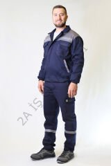 Twoa Workwear 7x7 Kışlık Mont Pantolon Takımı İçi Polarlı Kolları Kapitoneli (Mont + Pantolon) LACİVERTE GRİ - 2XL