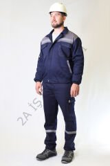 Twoa Workwear 7x7 Kışlık Mont Pantolon Takımı İçi Polarlı Kolları Kapitoneli (Mont + Pantolon) LACİVERTE GRİ - M