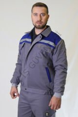 Twoa Workwear 7x7 Gabardin Kumaş Mont TW-2200 GRİYE SAKS MAVİ - 3XL