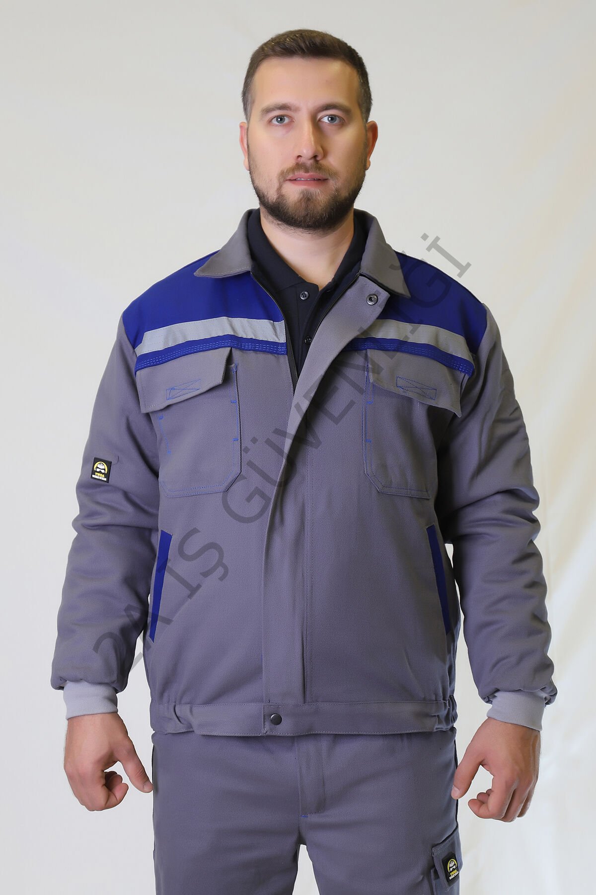 Twoa Workwear 7x7 Gabardin Kumaş Mont TW-2200 GRİYE SAKS MAVİ - L