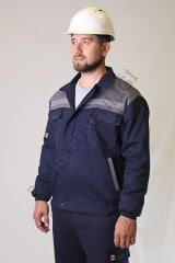 Twoa Workwear 7x7 Gabardin Kumaş Mont TW-2200 LACİVERTE GRİ - XL