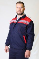Twoa Workwear 7x7 Gabardin Kumaş Mont TW-2200 LACİVERTE KIRMIZI - 3XL