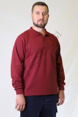 Twoa Workwear Polo Yaka Sweatshirt TW-2350 2XL - BORDO