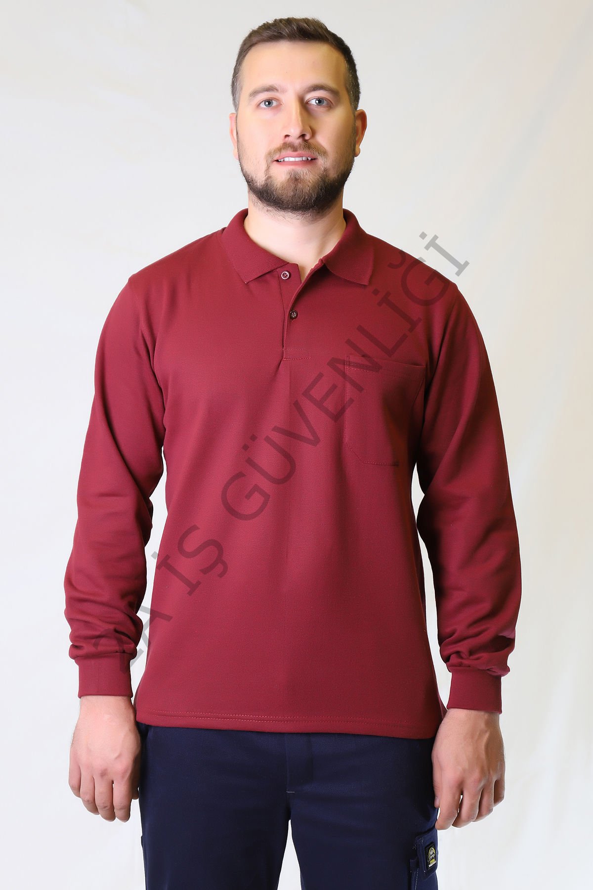 Twoa Workwear Polo Yaka Sweatshirt TW-2350 4XL - BORDO