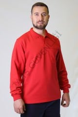 Twoa Workwear Polo Yaka Sweatshirt TW-2350 Kırmızı - 4XL