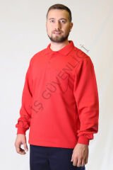 Twoa Workwear Polo Yaka Sweatshirt TW-2350 Kırmızı - M