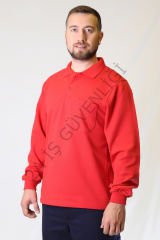 Twoa Workwear Polo Yaka Sweatshirt TW-2350 Kırmızı - S