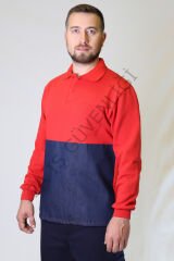 Twoa Workwear Polo Yaka Sweatshirt TW-2350 S - KIRMIZI ÖNÜ KOTLU