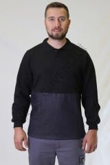 Twoa Workwear Polo Yaka Sweatshirt TW-2350 LACİVERT RENK ÖNÜ KOT DESTEKLİ - M