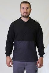 Twoa Workwear Polo Yaka Sweatshirt TW-2350 LACİVERT RENK ÖNÜ KOT DESTEKLİ - XL