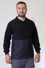 Twoa Workwear Polo Yaka Sweatshirt TW-2350 LACİVERT RENK ÖNÜ KOT DESTEKLİ - XL