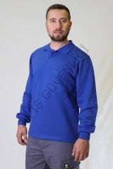 Twoa Workwear Polo Yaka Sweatshirt TW-2350 SAKS MAVİ - 3XL