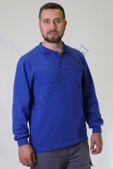 Twoa Workwear Polo Yaka Sweatshirt TW-2350 SAKS MAVİ - L