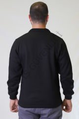 Twoa Workwear Polo Yaka Sweatshirt TW-2350 S - SİYAH KOT DESTEKLİ