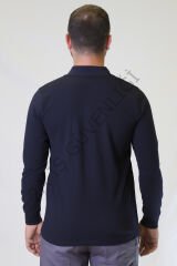 Twoa Workwear Uzun Kollu Polo Yaka Lakost Sweatshirt TW-1450 LACİVERT RENK ÖNÜ KOT DESTEKLİ - 2XL