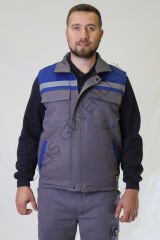 Twoa Workwear 7x7 Gabardin Kumaş Yelek TW-2400 GRİYE SAKS MAVİ - 2XL