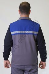 Twoa Workwear 7x7 Gabardin Kumaş Yelek TW-2400 GRİYE SAKS MAVİ - 3XL