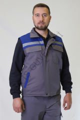 Twoa Workwear 7x7 Gabardin Kumaş Yelek TW-2400 GRİYE SAKS MAVİ - 4XL