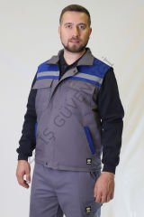 Twoa Workwear 7x7 Gabardin Kumaş Yelek TW-2400 GRİYE SAKS MAVİ - M