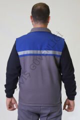 Twoa Workwear 7x7 Gabardin Kumaş Yelek TW-2400 GRİYE SAKS MAVİ - S