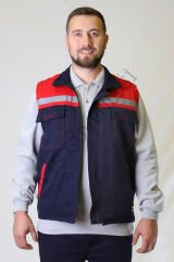 Twoa Workwear 7x7 Gabardin Kumaş Yelek TW-2400 LACİVERTE KIRMIZI - 3XL