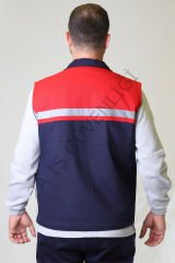 Twoa Workwear 7x7 Gabardin Kumaş Yelek TW-2400 LACİVERTE KIRMIZI - 3XL