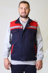 Twoa Workwear 7x7 Gabardin Kumaş Yelek TW-2400 LACİVERTE KIRMIZI - L