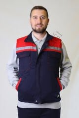 Twoa Workwear 7x7 Gabardin Kumaş Yelek TW-2400 LACİVERTE KIRMIZI - XL
