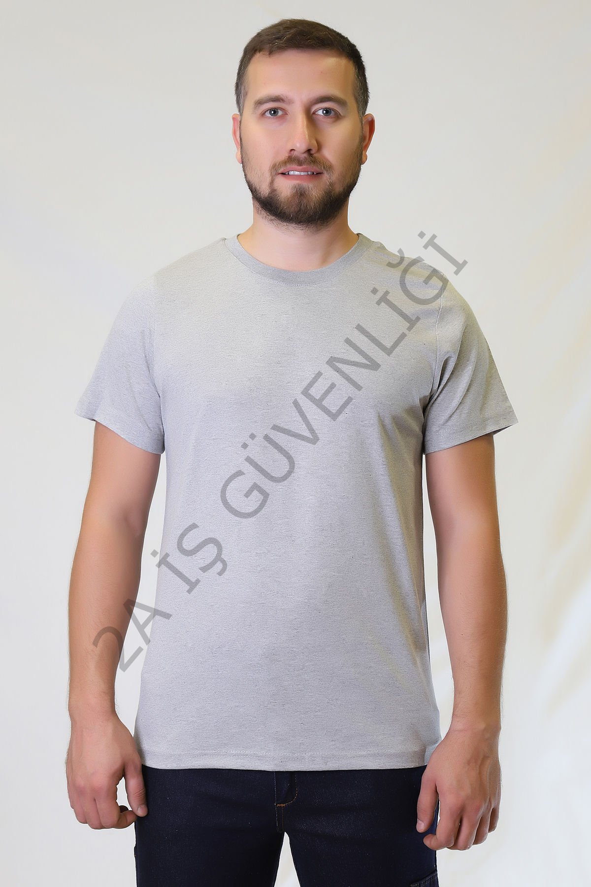 Twoa Workwear Sıfır Yaka Kısa Kollu T-Shirt GRAY - 2XL