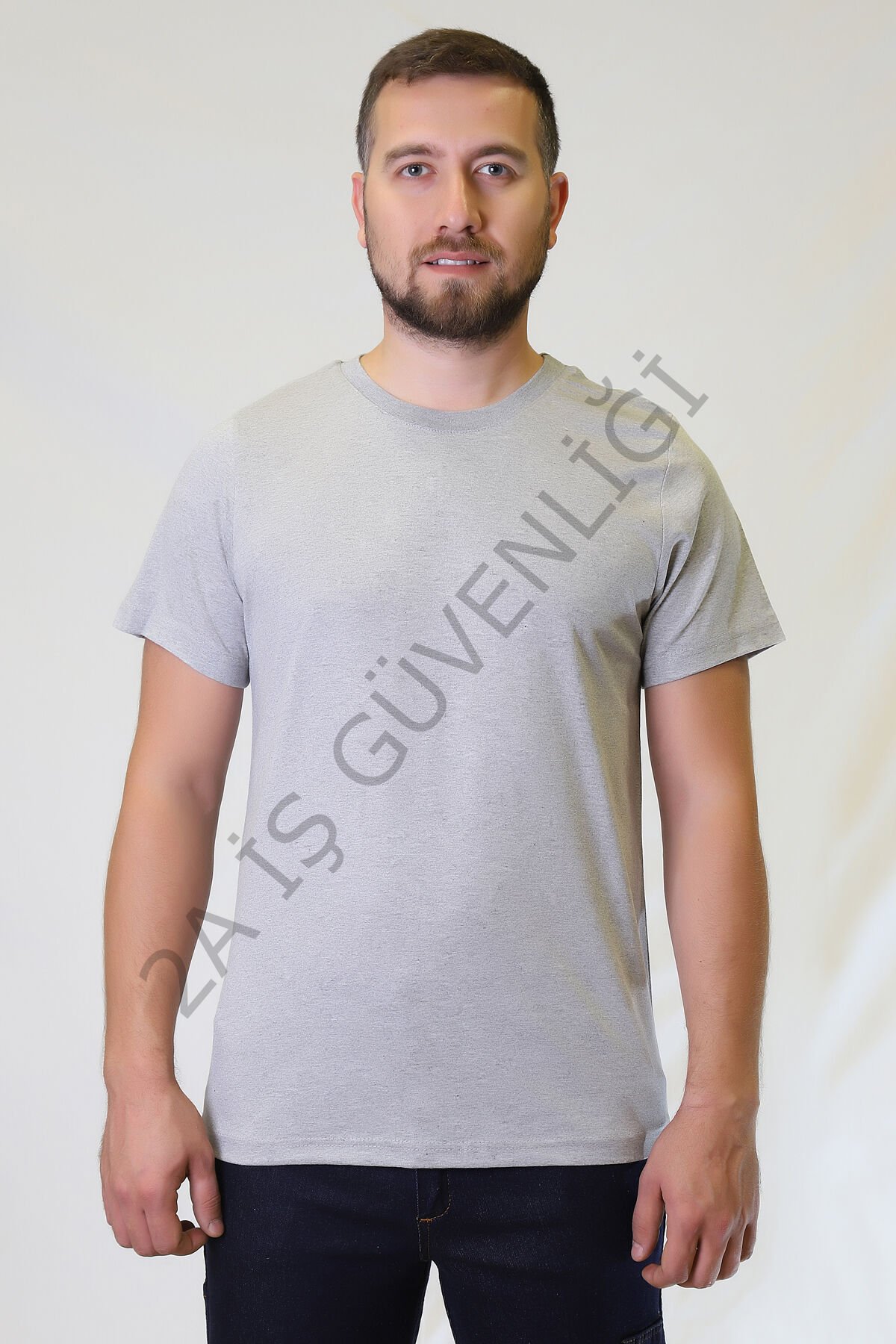 Twoa Workwear Sıfır Yaka Kısa Kollu T-Shirt GRAY - M