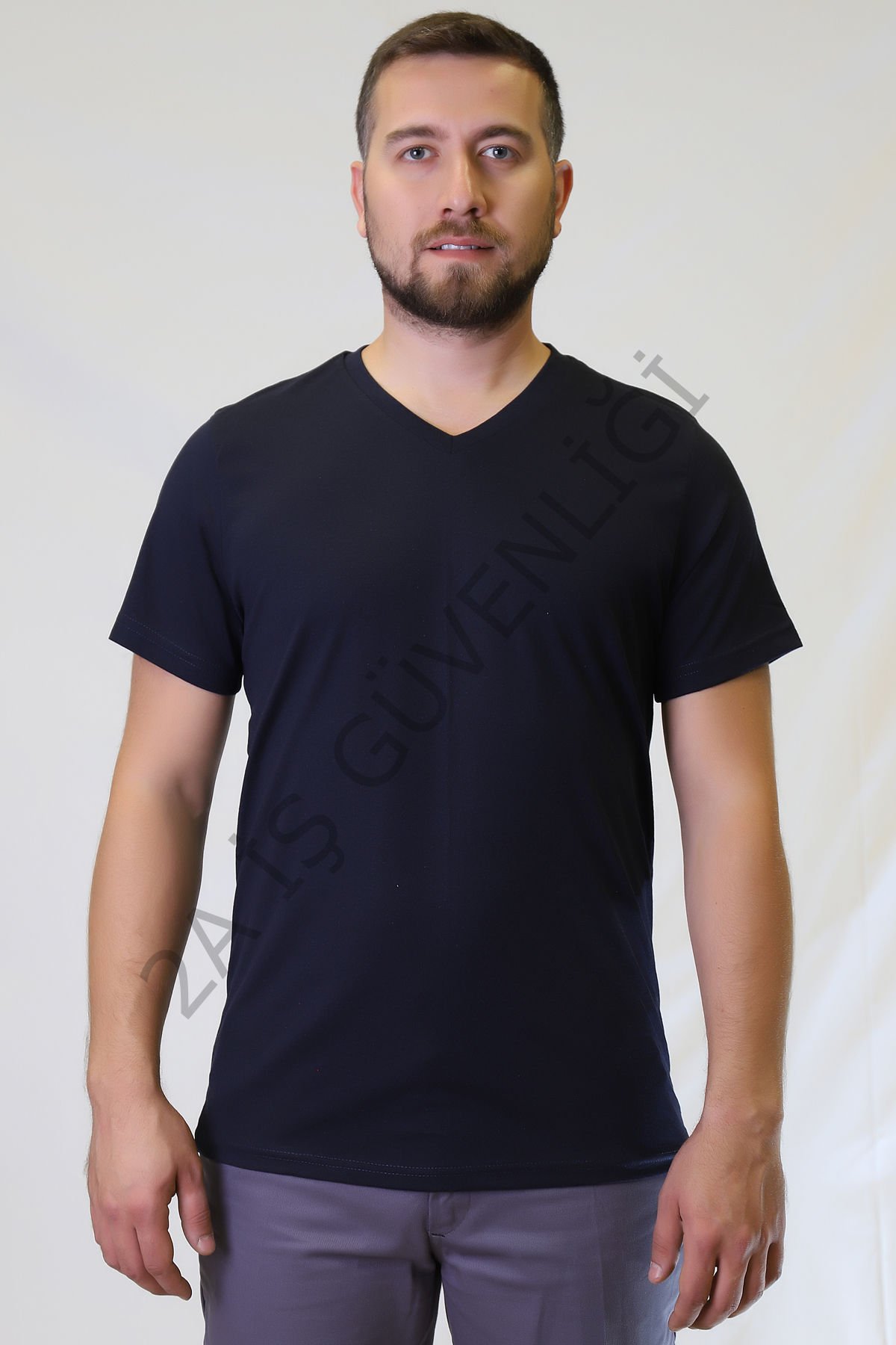 Twoa Workwear V Yaka Suprem Kısa Kollu T-Shirt LAcivert - 2XL