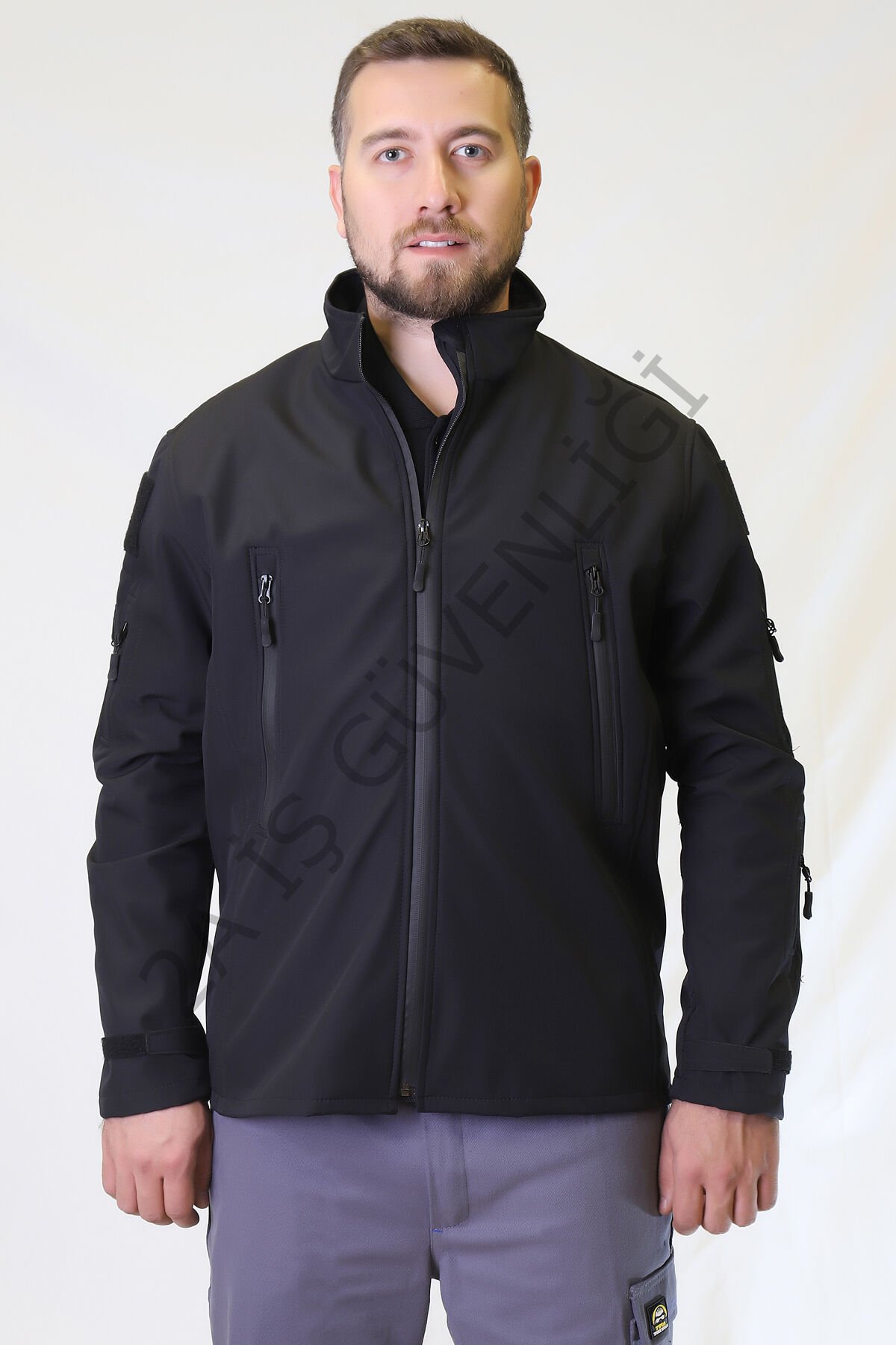 Twoa Workwear Rüzgar ve Su Geçirmez Softshell Outdoor Mont TW-2459 Siyah - 3XL