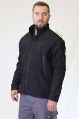 Twoa Workwear Rüzgar ve Su Geçirmez Softshell Outdoor Mont TW-2459 Siyah - 4XL